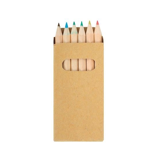 EgotierPro 30077 - Set de 6 crayons de couleur en boîte kraft KRAFT