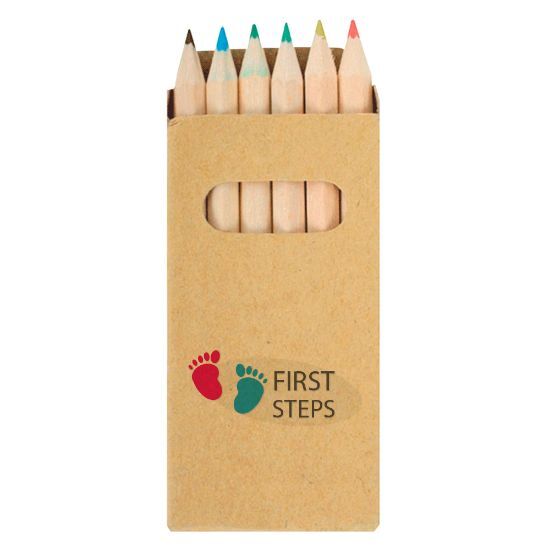 EgotierPro 30077 - Set de 6 crayons de couleur en boîte kraft KRAFT