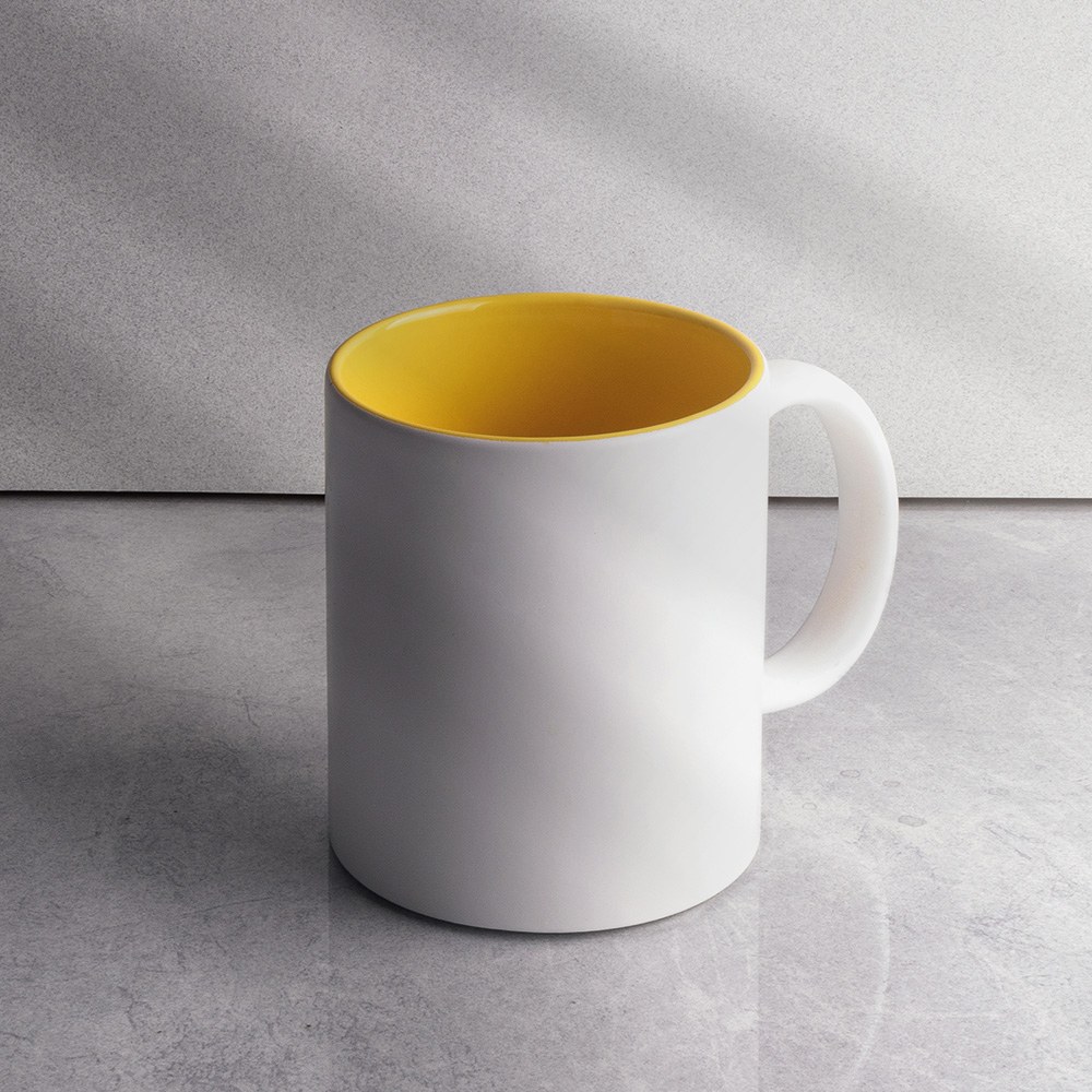 EgotierPro 37510 - Mug céramique blanc 350 ml, intérieur coloré GRAVEN
