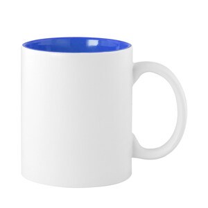 EgotierPro 37510 - Mug céramique blanc 350 ml, intérieur coloré GRAVEN Bleu