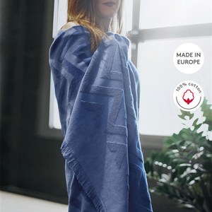 EgotierPro 38011 - Pareo moderne 100% coton 275 gr/m2 ZAG AZUL TERCIOPELO