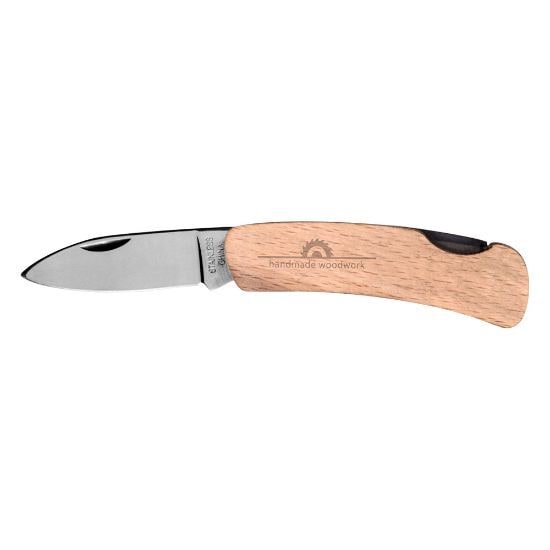 EgotierPro 38072 - Couteau de poche compact en acier inoxydable avec manche en bois naturel HUMAN