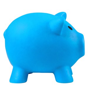 EgotierPro 38075 - Tirelire Cochon en Plastique Couleurs Amusantes MONEY Bleu