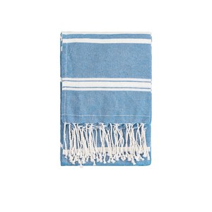 EgotierPro 39000 - Pareo Fouta 90x180 cm, Coton et Polyester ZANZIBAR Bleu