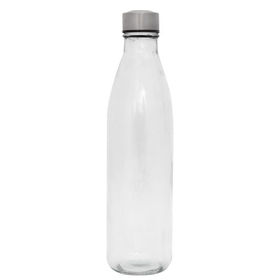 EgotierPro 39522 - Bouteille en verre avec bouchon inox 1L H2O