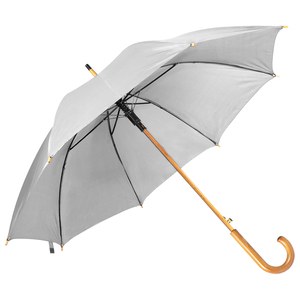 EgotierPro 39529 - Parapluie Automatique Polyester 190T, Manche Bois CLOUDY Blanc