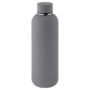 EgotierPro 50636 - Bouteille double paroi 500 ml, finition caoutchouc RUBBER Gris