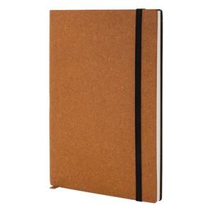EgotierPro 50663 - Carnet en cuir recyclé, 80 pages lignées, ruban marque-page, élastique NALE Noir