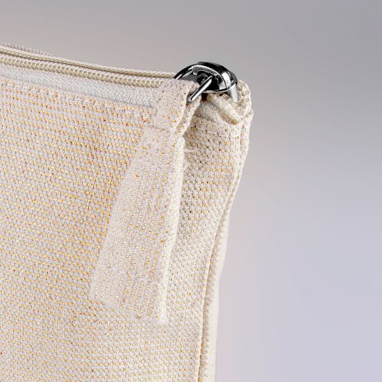 EgotierPro 52504 - Trousse de toilette en jute et lurex avec paillettes dorées SOMMEN