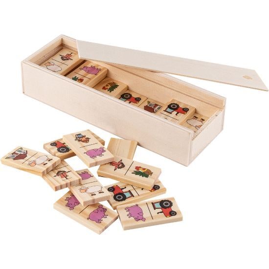 EgotierPro 53509 - Jeu de domino drôle pour enfants avec jetons animaux en bois DOMINO