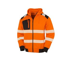 RESULT RS503X - Sweat capuche zippé HV en polyester recyclé Fluo Orange / Black