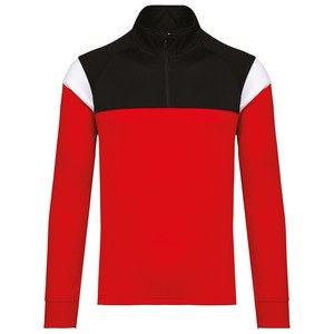 PROACT PA387 - Sweat d'entrainement 1/4 zip unisexe Sporty Red / Black